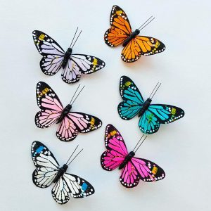 6pcs Artificial Butterfly Decorations with Clip Artificial Feather Butterflies for Crafts Christmas Tree Decor Flower Bouquet Ornament Floral Arrangements Wedding Accessory