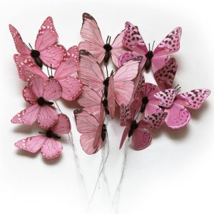 12 Pack Butterfly Decorations, DIY 3D Butterfly Stakes Decor, 2 Sizes of Butterfly Ornament for Home Fake Flower Floral Supplies Tea Party Wedding Easter Christmas Spring Fall. (Light rose red 1)