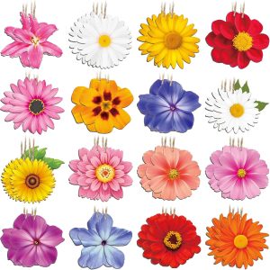 32 Pcs Wooden Flower Spring Ornaments for Tree, Sunflower Daisy Spring Summer Hanging Decorations, Tree Ornaments for Birthday Wedding Baby Shower Party Decoration
